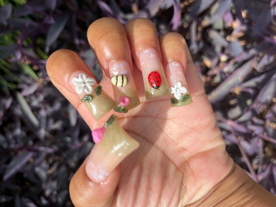 Glittering Spring Meadow Nails That Shine